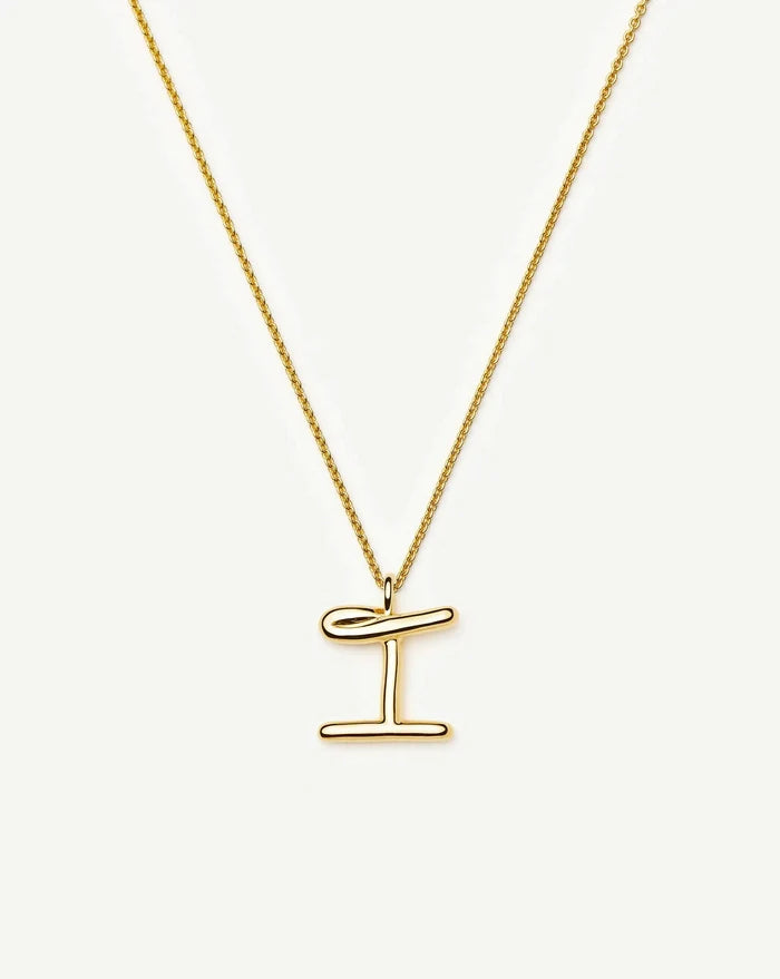 Curly Molten Initial Pendant Necklace - I | 18k Gold Vermeil Necklaces Missoma