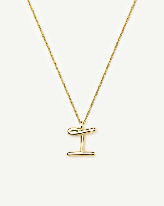 Curly Molten Initial Pendant Necklace - I | 18k Gold Vermeil Necklaces Missoma