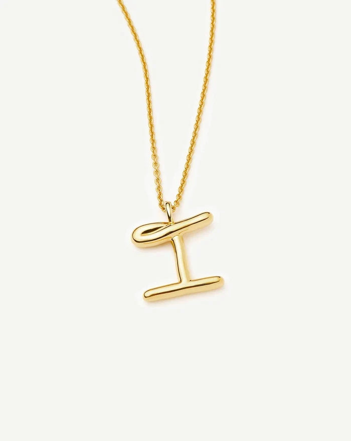 Curly Molten Initial Pendant Necklace - I | 18k Gold Vermeil Necklaces Missoma