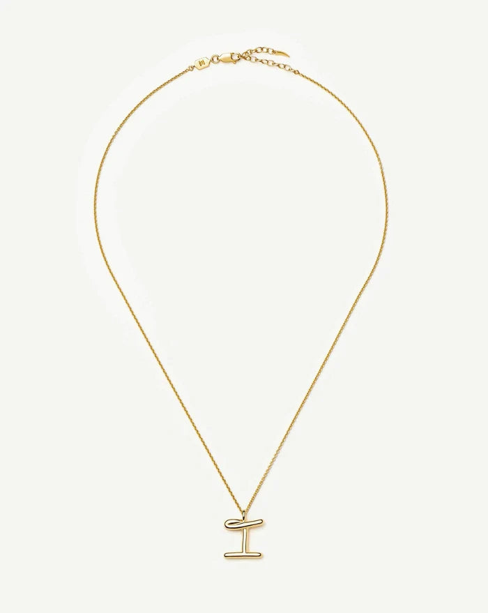 Curly Molten Initial Pendant Necklace - I | 18k Gold Vermeil Necklaces Missoma