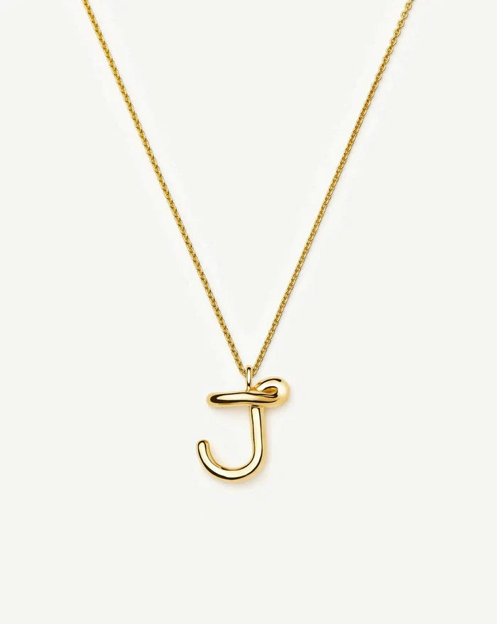 Curly Molten Initial Pendant Necklace - J | 18k Gold Vermeil Necklaces Missoma
