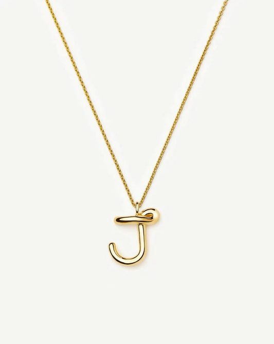 Curly Molten Initial Pendant Necklace - J | 18k Gold Vermeil Necklaces Missoma
