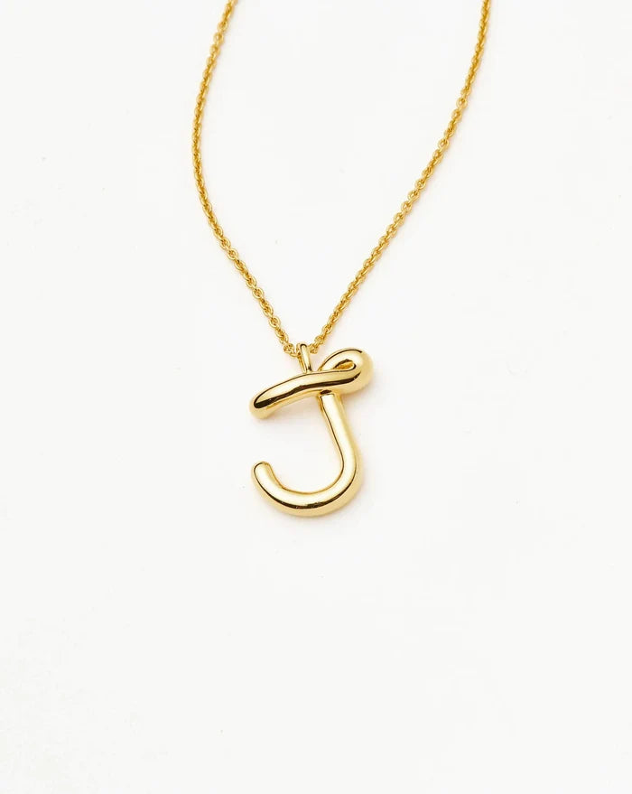 Curly Molten Initial Pendant Necklace - J | 18k Gold Vermeil Necklaces Missoma