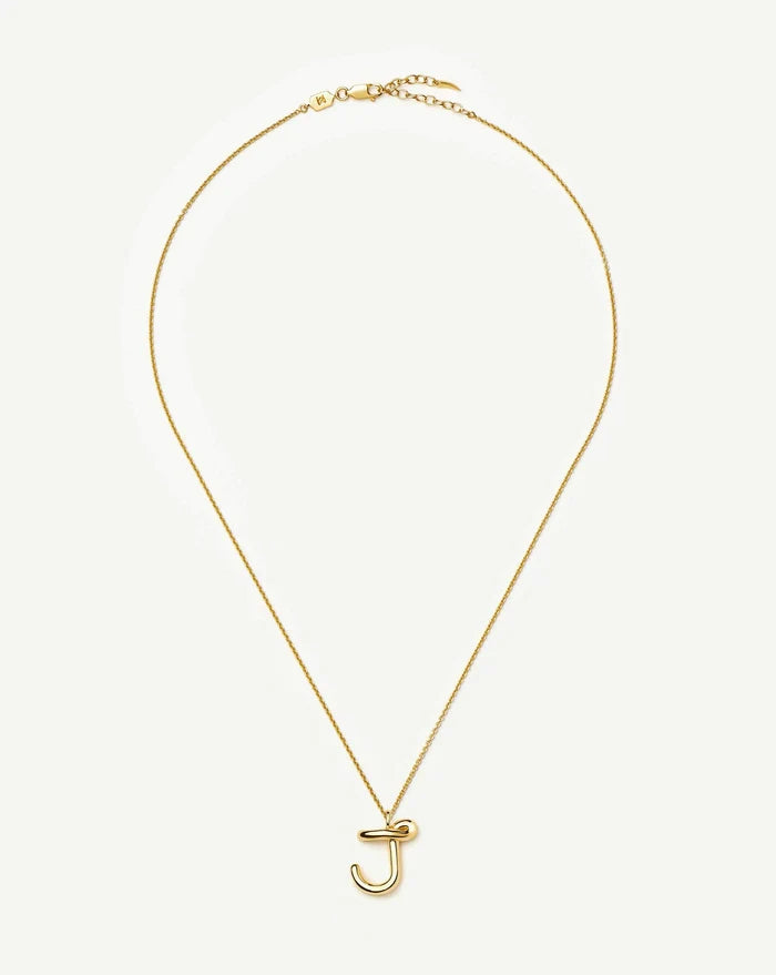 Curly Molten Initial Pendant Necklace - J | 18k Gold Vermeil Necklaces Missoma