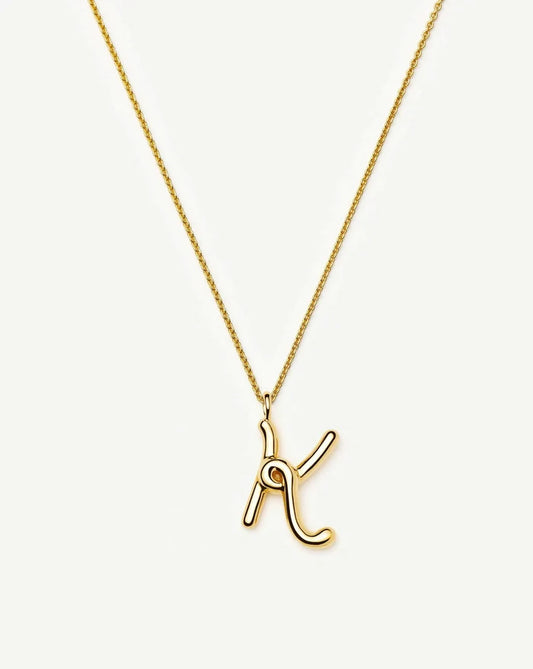 Curly Molten Initial Pendant Necklace - K | 18k Gold Vermeil Necklaces Missoma