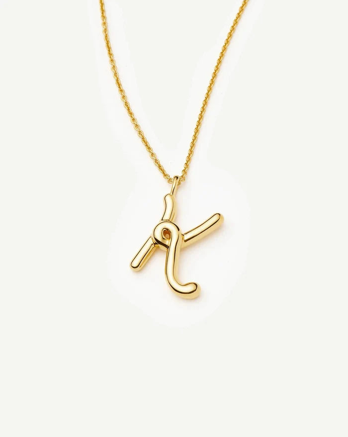 Curly Molten Initial Pendant Necklace - K | 18k Gold Vermeil Necklaces Missoma