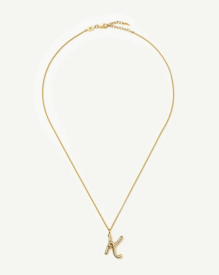 Curly Molten Initial Pendant Necklace - K | 18k Gold Vermeil Necklaces Missoma