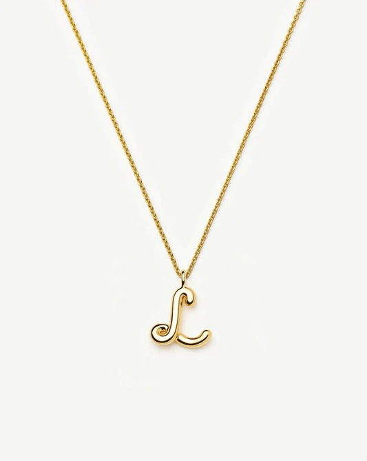 Curly Molten Initial Pendant Necklace - L | 18k Gold Vermeil Necklaces Missoma