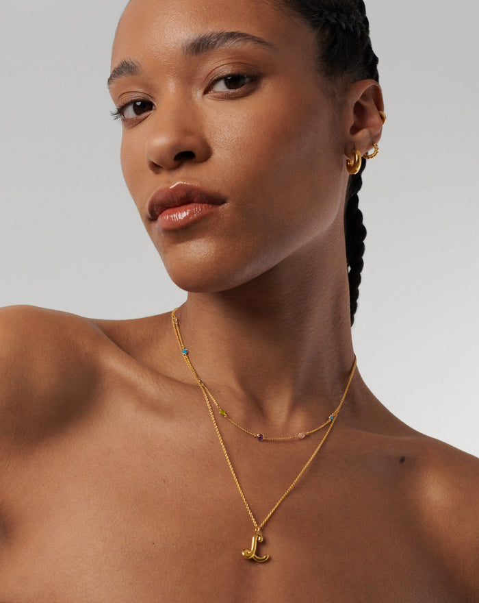 Curly Molten Initial Pendant Necklace - Initial L | 18ct Gold Plated Vermeil Necklaces Missoma