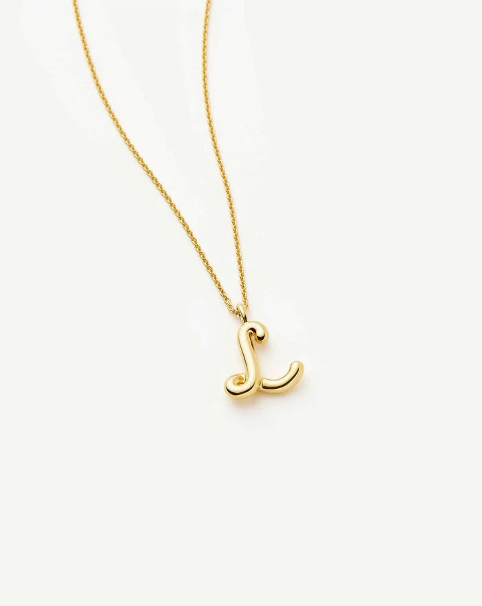 Curly Molten Initial Pendant Necklace - L | 18k Gold Vermeil Necklaces Missoma