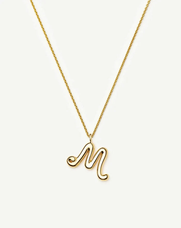 Curly Molten Initial Pendant Necklace - M | 18k Gold Vermeil Necklaces Missoma