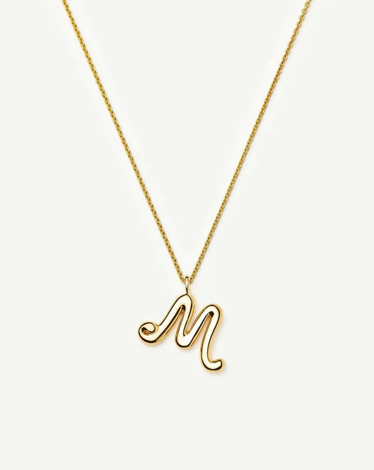 Curly Molten Initial Pendant Necklace - M | 18k Gold Vermeil Necklaces Missoma
