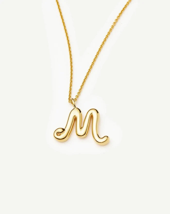 Curly Molten Initial Pendant Necklace - M | 18k Gold Vermeil Necklaces Missoma