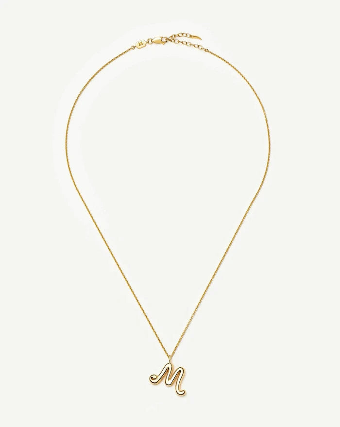 Curly Molten Initial Pendant Necklace - M | 18k Gold Vermeil Necklaces Missoma