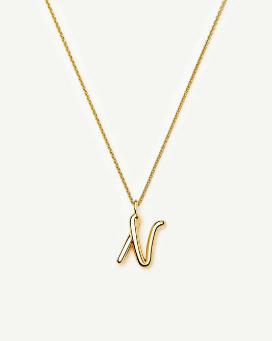 Curly Molten Initial Pendant Necklace - N | 18k Gold Vermeil Necklaces Missoma