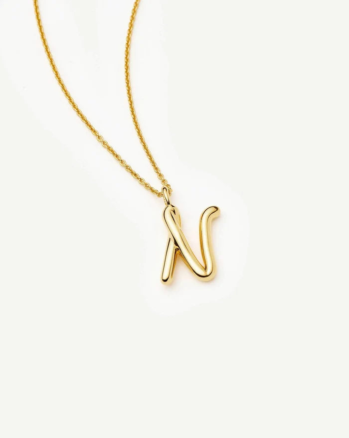 Curly Molten Initial Pendant Necklace - N | 18k Gold Vermeil Necklaces Missoma