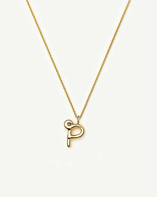Curly Molten Initial Pendant Necklace - P | 18k Gold Vermeil Necklaces Missoma