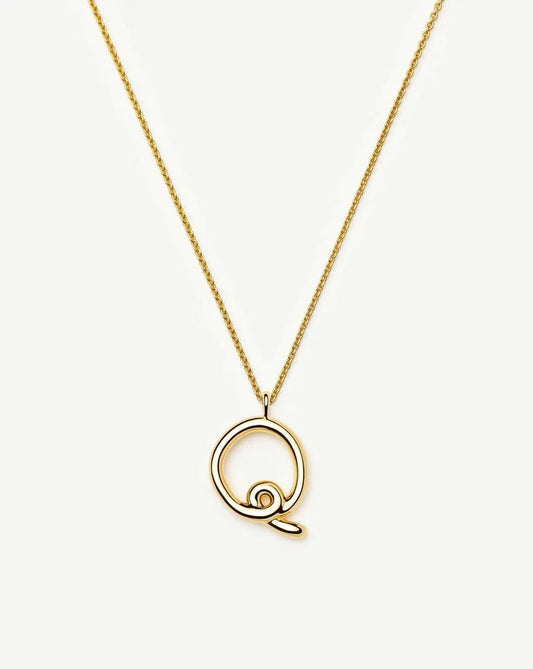 Curly Molten Initial Pendant Necklace - Q | 18k Gold Vermeil Necklaces Missoma