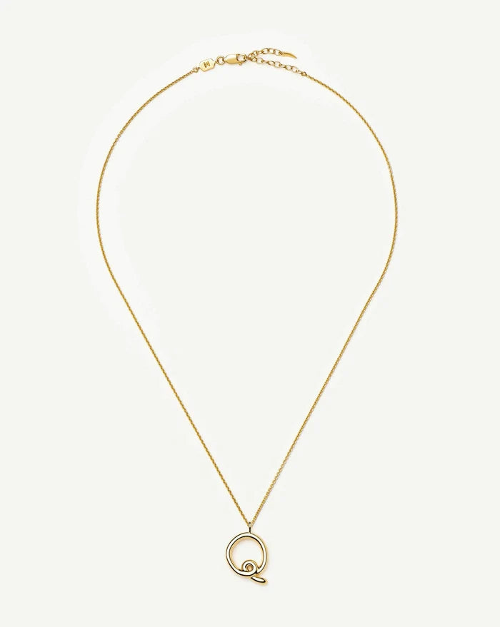 Curly Molten Initial Pendant Necklace - Q | 18k Gold Vermeil Necklaces Missoma