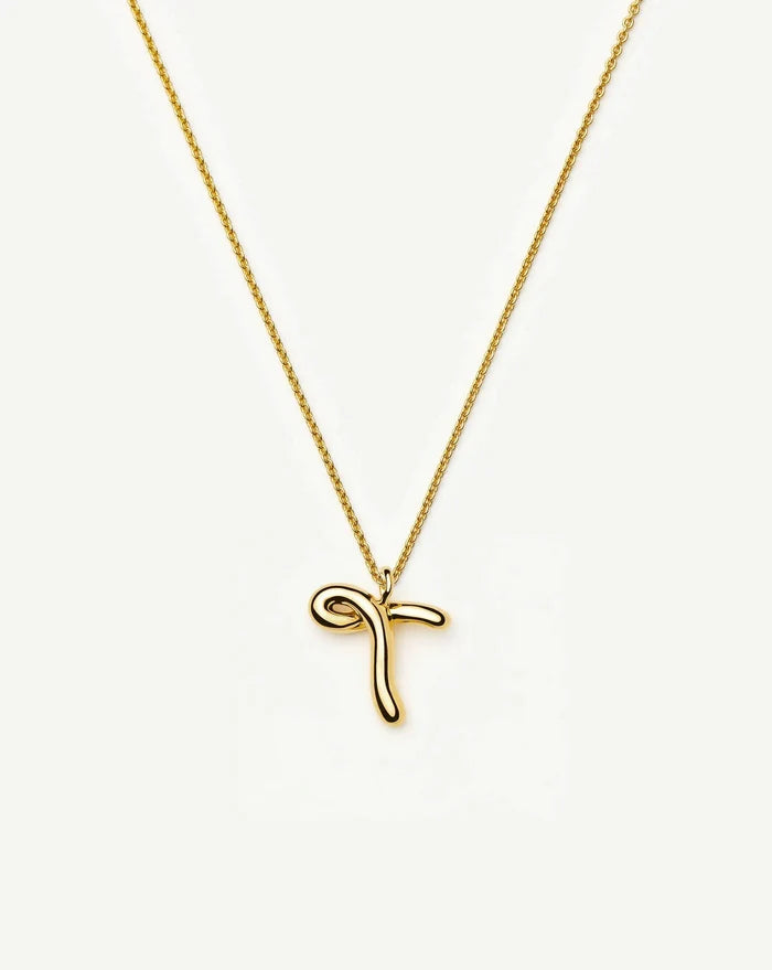 Curly Molten Initial Pendant Necklace - T | 18k Gold Vermeil Necklaces Missoma