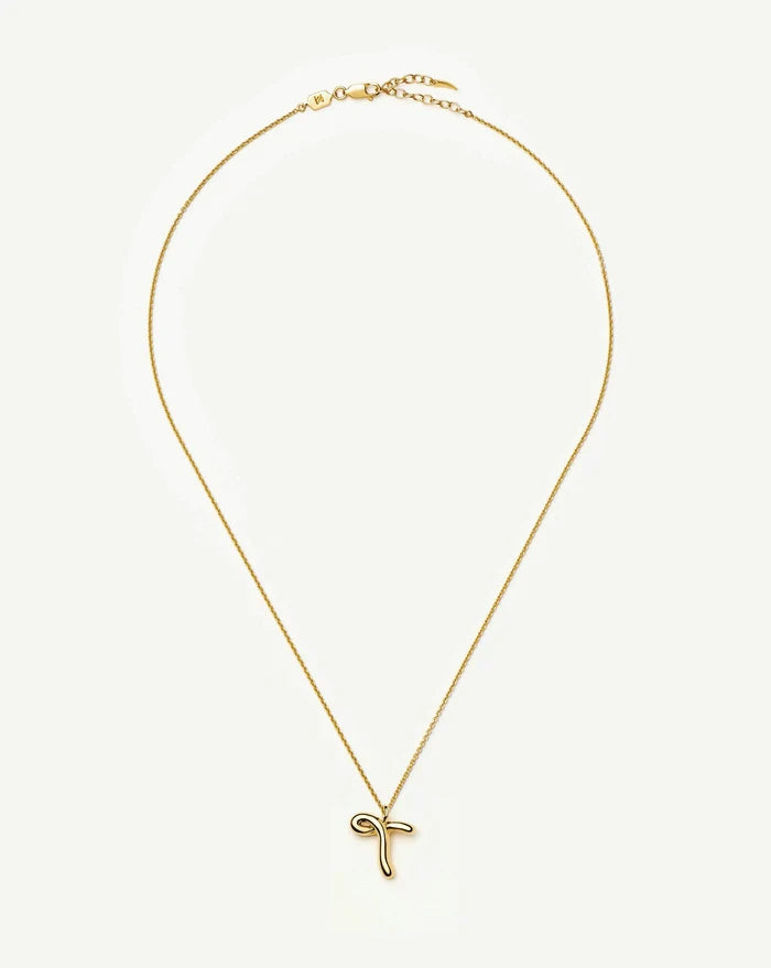 Curly Molten Initial Pendant Necklace - T | 18k Gold Vermeil Necklaces Missoma