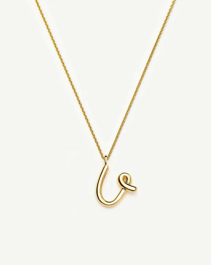 Curly Molten Initial Pendant Necklace - U | 18k Gold Vermeil Necklaces Missoma