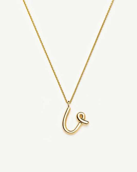 Curly Molten Initial Pendant Necklace - U | 18k Gold Vermeil Necklaces Missoma