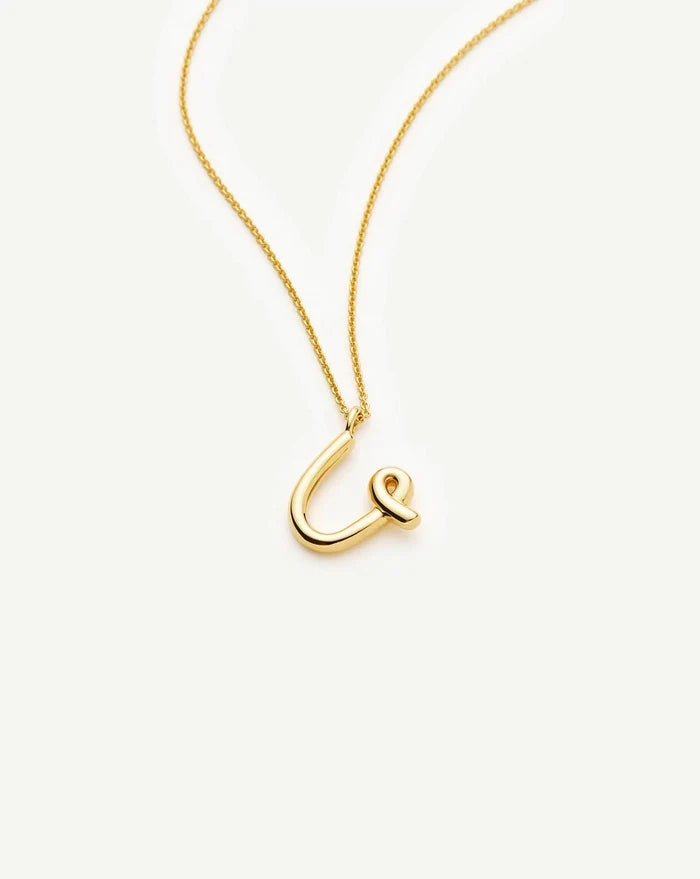 Curly Molten Initial Pendant Necklace - U | 18k Gold Vermeil Necklaces Missoma