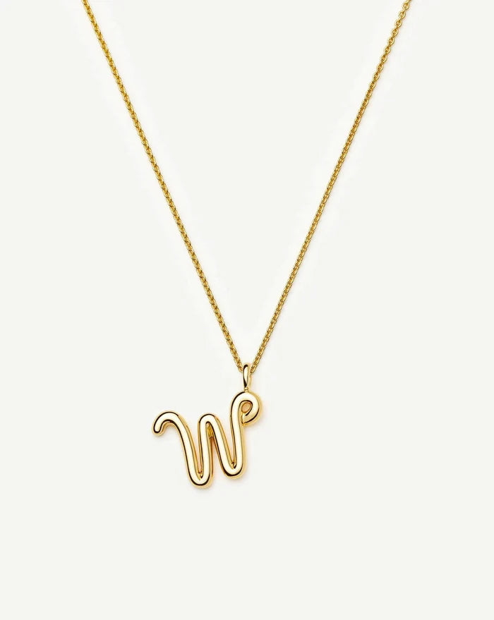 Curly Molten Initial Pendant Necklace - W | 18k Gold Vermeil Necklaces Missoma