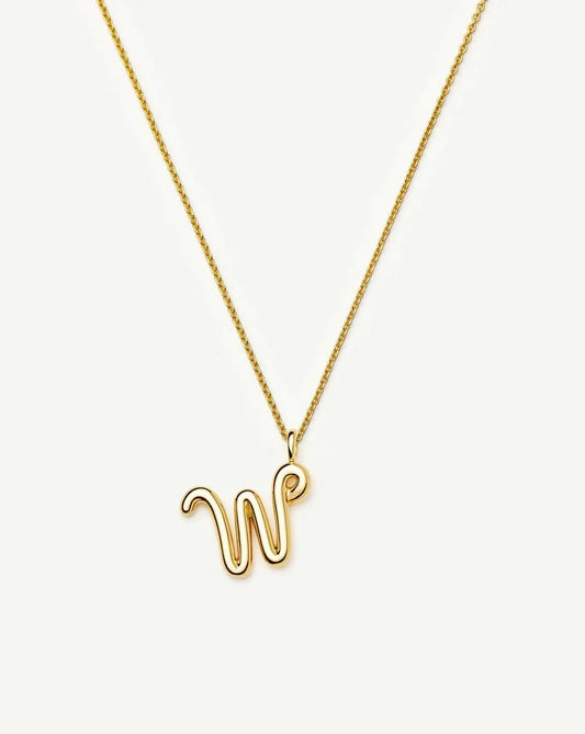 Curly Molten Initial Pendant Necklace - W | 18k Gold Vermeil Necklaces Missoma