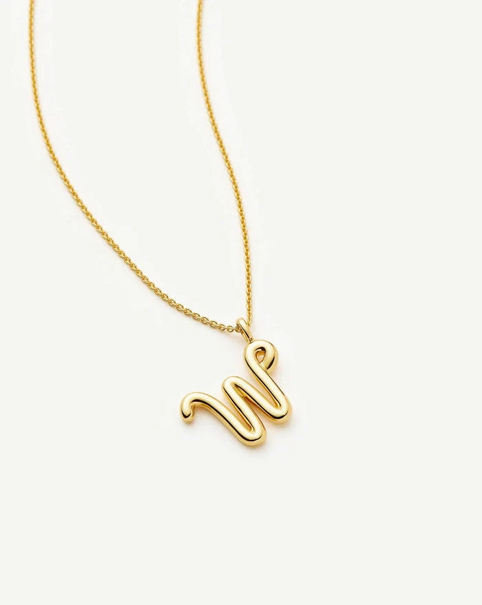 Curly Molten Initial Pendant Necklace - W | 18k Gold Vermeil Necklaces Missoma