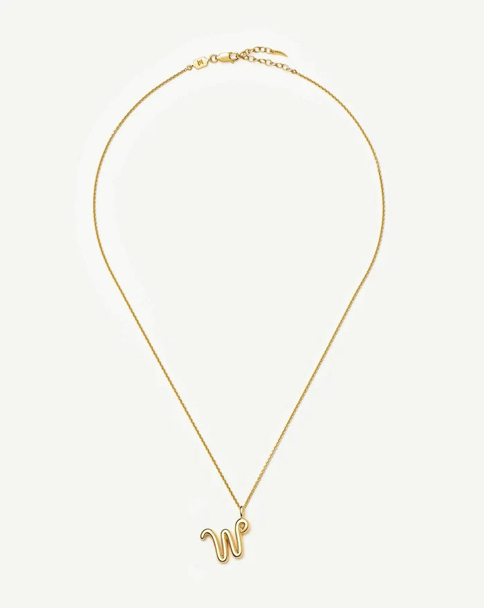 Curly Molten Initial Pendant Necklace - W | 18k Gold Vermeil Necklaces Missoma