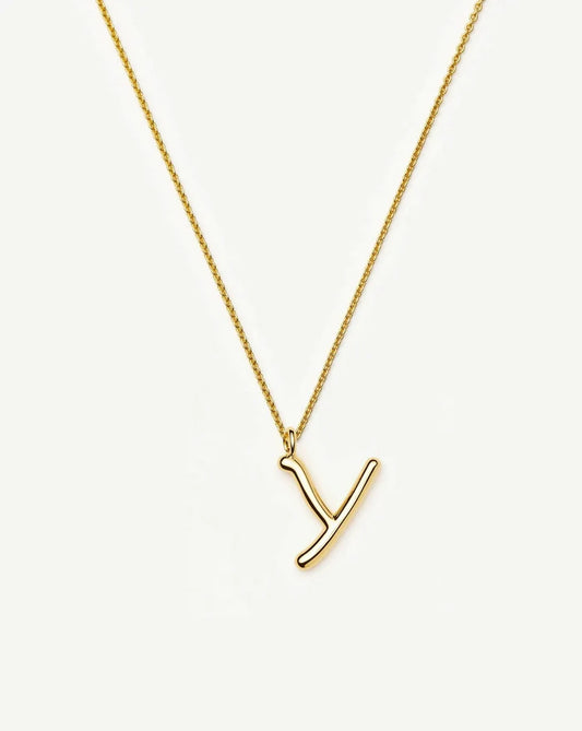 Curly Molten Initial Pendant Necklace - Y | 18k Gold Vermeil Necklaces Missoma