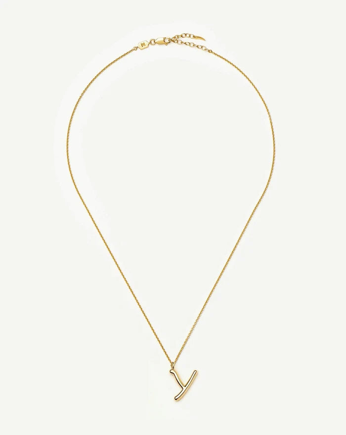 Curly Molten Initial Pendant Necklace - Y | 18k Gold Vermeil Necklaces Missoma