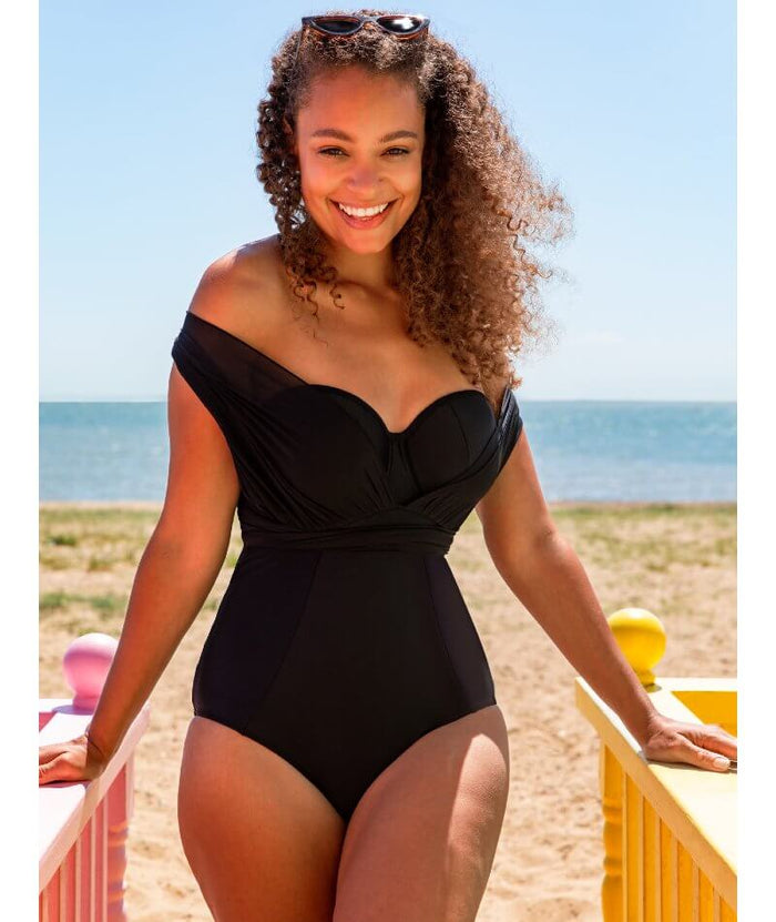 Curvy Kate Wrapsody Bandeau One Piece Swimsuit - Black Swim