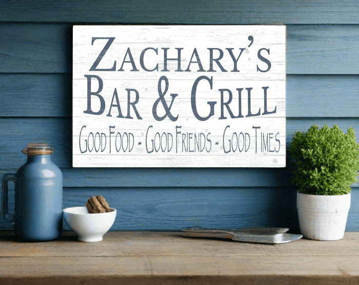 Custom Bar and Grill Sign Personalized Man Cave or Barbecue Decoration - Broad Bay Personalized Gifts Shipped Fast