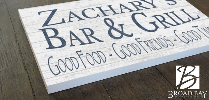 Custom Bar and Grill Sign Personalized Man Cave or Barbecue Decoration - Broad Bay Personalized Gifts Shipped Fast