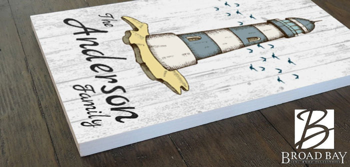 Custom Beach House Sign Lighthouse theme