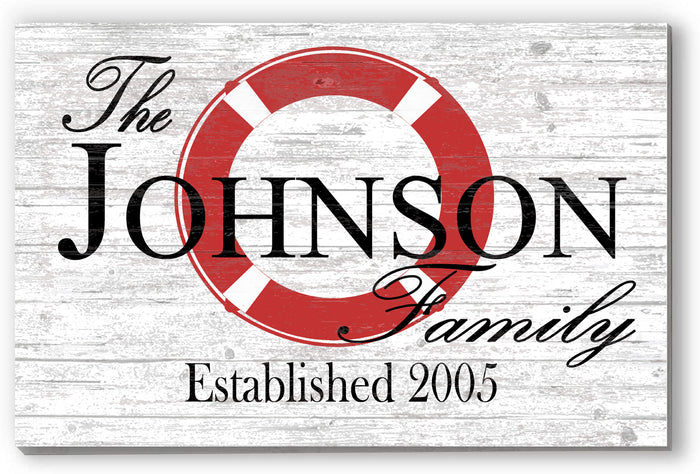 Custom Lake or Beach House Sign – Lifesaver Ring Design with Family Name & Established Year | Personalized Pool or Coastal Decor