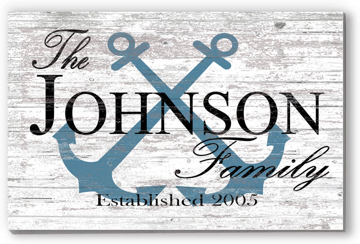 Custom Lake or Beach House Sign – Personalized Anchor Design with Family Name & Established Year | Nautical Wall Art