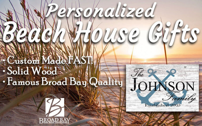Custom Lake House or Beach House Sign Family Name and Established Date Anchor Design - Broad Bay Personalized Gifts Shipped Fast