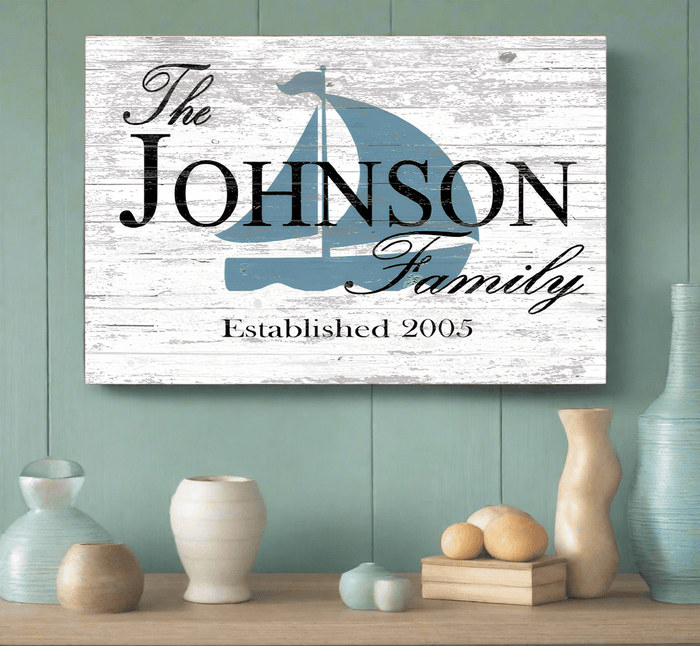 Name & Established Date Sign for Beach or Lake House Nautical Décor - Broad Bay Personalized Gifts Shipped Fast