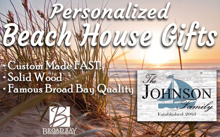 Name & Established Date Sign for Beach or Lake House Nautical Décor - Broad Bay Personalized Gifts Shipped Fast