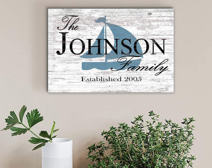 Name & Established Date Sign for Beach or Lake House Nautical Décor - Broad Bay Personalized Gifts Shipped Fast