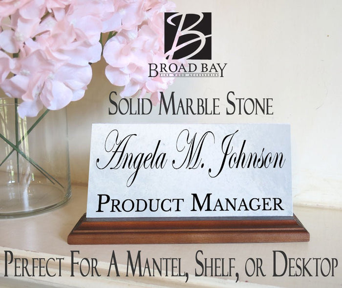 Custom Nameplate - Solid Marble - Personalized Desk Name Plate - Broad Bay Personalized Gifts Shipped Fast