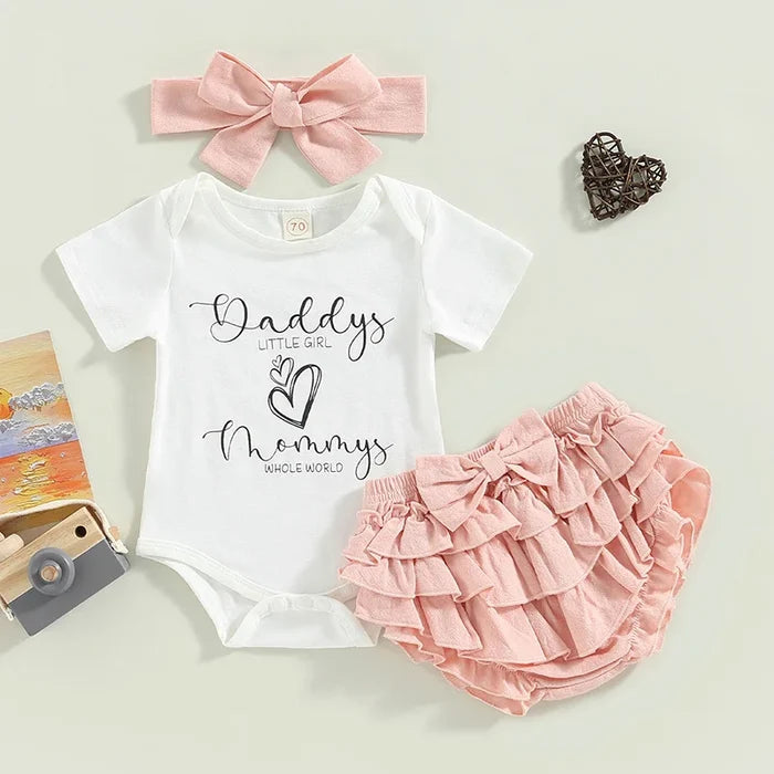 Daddy’s Girl 3PC Baby Outfit – Father’s Day Bodysuit, Skirt & Headband Set for Baby Girls