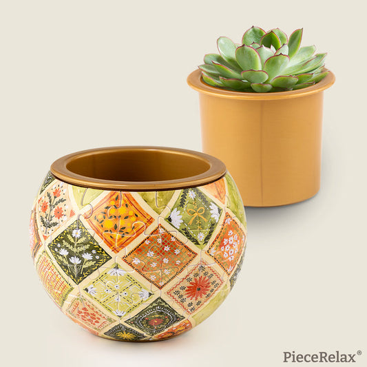 Planting daisies in a daisy-covered flowerpot! Pick a pot that matches your favorite plant. You’ll Always Get There with PieceRelax.