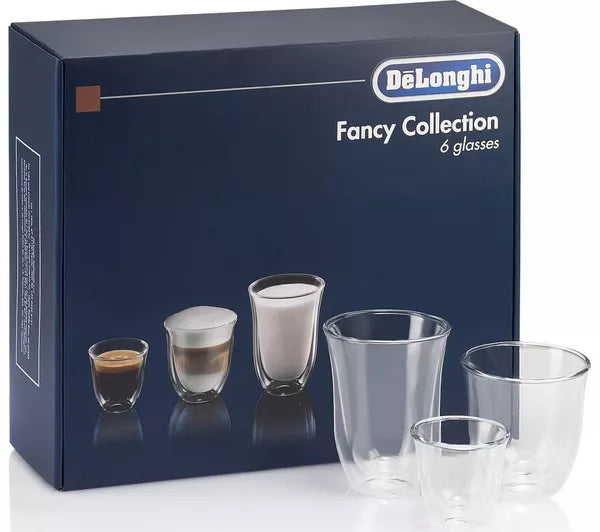 DELONGHI Fancy Collection DLKC302 Double Wall Coffee Glasses - Set of 6  Borosilicate glass
