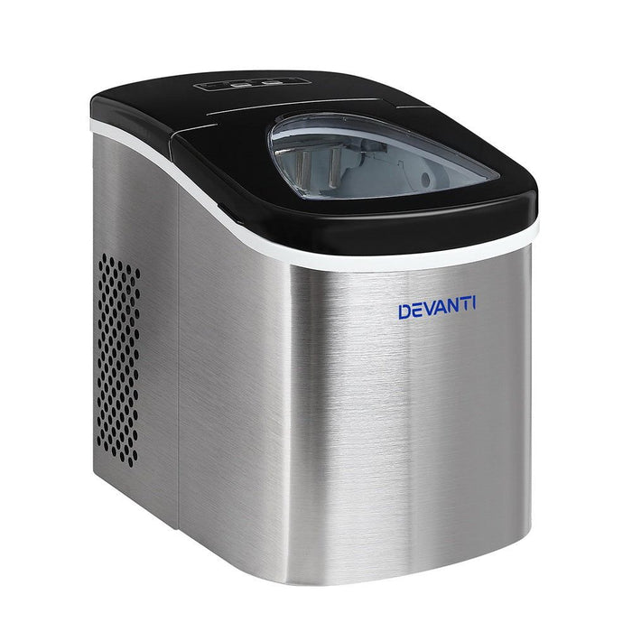 Devanti 2.4L Stainless Steel Portable Ice Cube Maker -Home Living Store - -