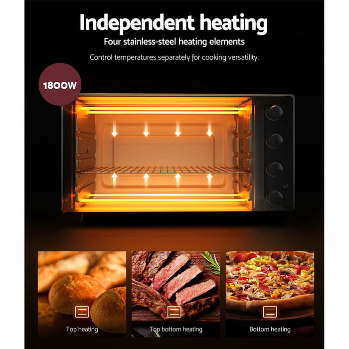 Devanti Electric Convection Oven Bake Benchtop Rotisserie Grill 45L -Home Living Store - -